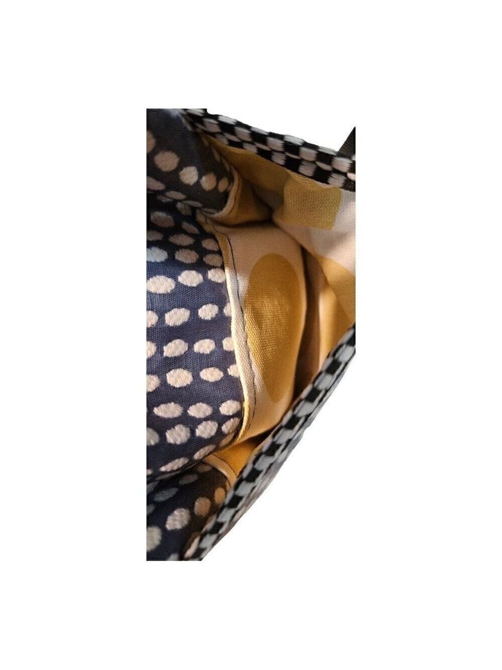 Womens Navy Blue White Wavy Dots Double Zip Bohemian Crossbody Satchel Bag - Picture 12 of 13